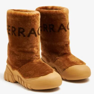 Ferragamo Delphi Shearling Ski Boots In Brown