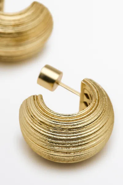 Massimo Dutti Raised Detail Hoop Earrings In Gold