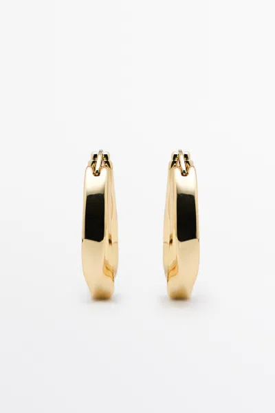 Massimo Dutti Triangular Hoop Earrings In Gold