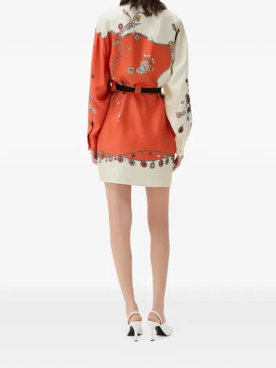 Versace Informal Shirt Silk Twill Print Stolen Jewels In Orange