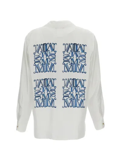 Max Mara Printed Silk Blouse In White