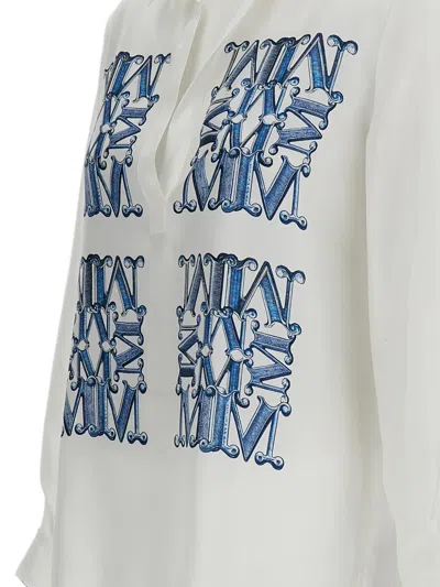 Max Mara Printed Silk Blouse In White