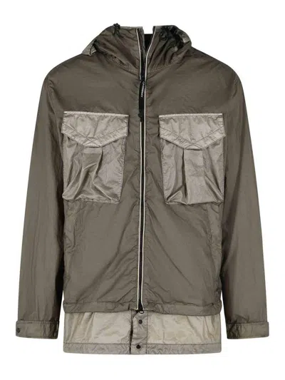 C.p. Company C.p.company Lead Grey Bitm Nylon Goggle Jacket In Green