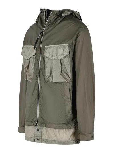 C.p. Company C.p.company Lead Grey Bitm Nylon Goggle Jacket In Green