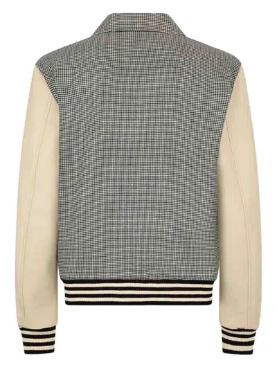 Dsquared2 Houndstooth Patch Varsity Jacket In Black