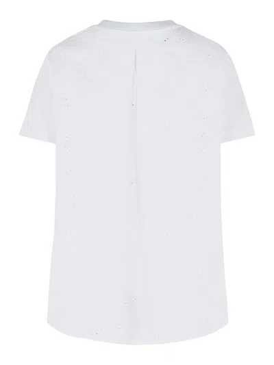 Moncler White Cotton T-shirt In Blue