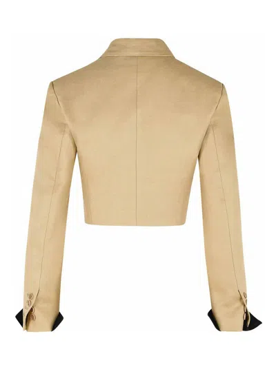 Max Mara Buono Diagonal Cropped Jacket In Camel Linen In Blue