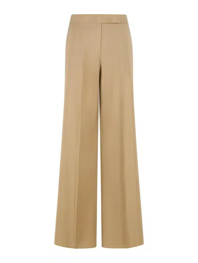 Max Mara Bronte Virgin Wool Blend Wide Leg Pants In Neutral