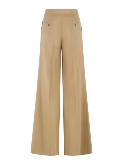 Max Mara Bronte Virgin Wool Blend Wide Leg Pants In Neutral