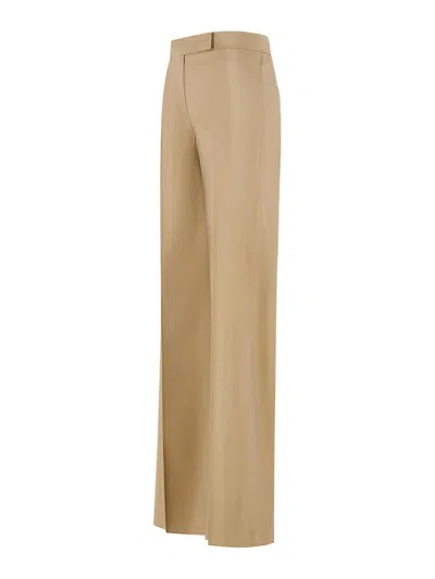 Max Mara Bronte Virgin Wool Blend Wide Leg Pants In Neutral