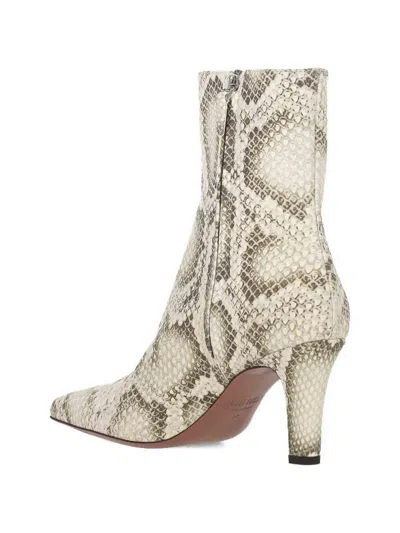 Paris Texas Ankle Boots In Natural Printed Python Leather In Neutral