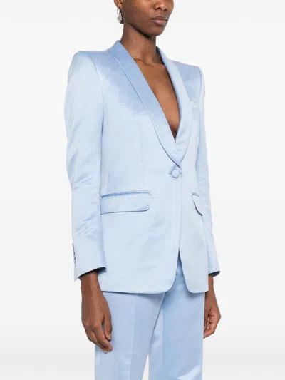 Tom Ford Breasted Blazer In Blue