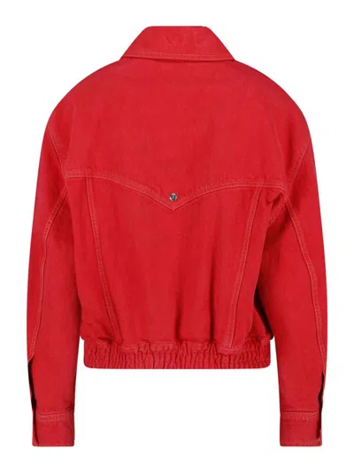 Versace Oversized Denim Blouson In Red