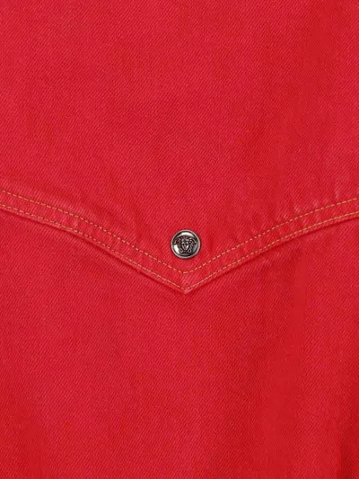 Versace Oversized Denim Blouson In Red