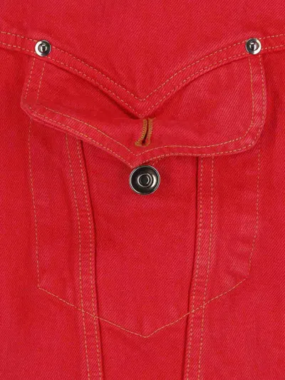 Versace Oversized Denim Blouson In Red