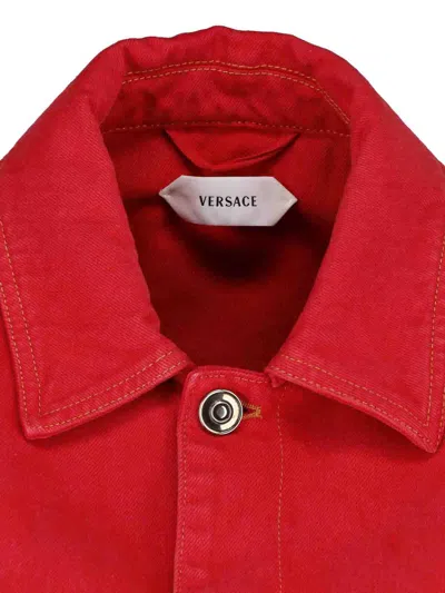 Versace Oversized Denim Blouson In Red