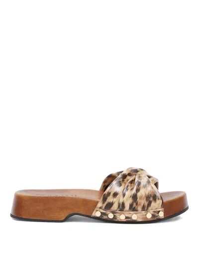 Ganni Twisted-detail Leopard-print Sandals In Animal Print