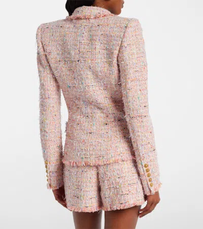 Balmain Tweed Jacket With 2 Buttons In Pink