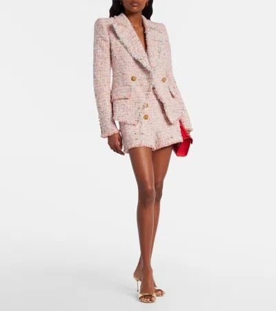 Balmain Tweed Jacket With 2 Buttons In Pink