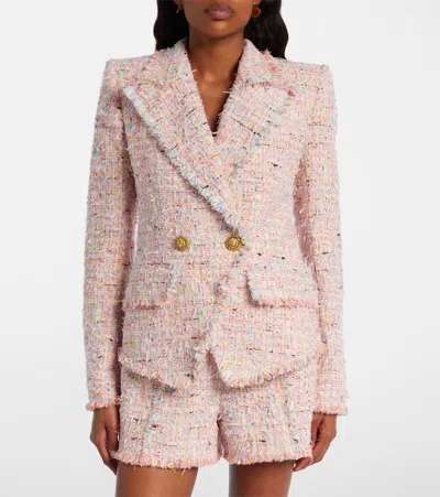 Balmain Tweed Jacket With 2 Buttons In Pink