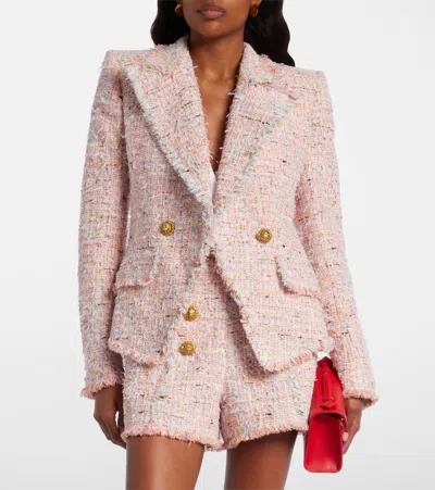 Balmain Tweed Jacket With 2 Buttons In Pink