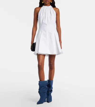 Balmain Scrunched Denim Wedge Ankle Boots In Blue