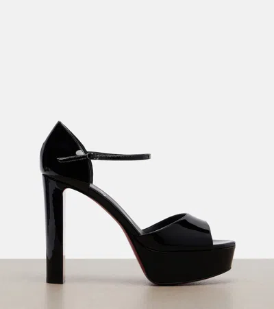 Christian Louboutin Sandaloo 130 Mirrored-leather Platform Sandals In Black