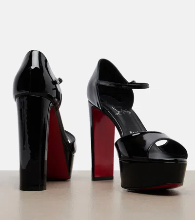 Christian Louboutin Sandaloo 130 Mirrored-leather Platform Sandals In Black