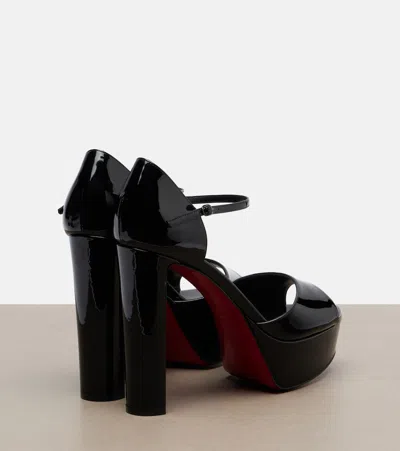 Christian Louboutin Sandaloo 130 Mirrored-leather Platform Sandals In Black