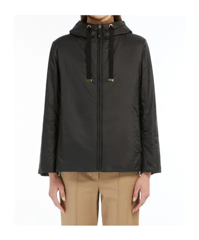 Max Mara Black Jacket With Oversized Silhouette And Drawstring Hood In Black