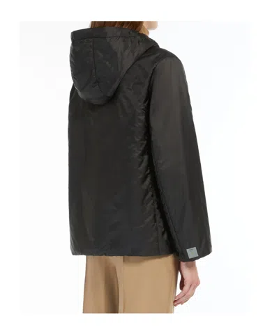 Max Mara Black Jacket With Oversized Silhouette And Drawstring Hood In Black