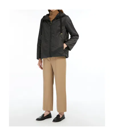 Max Mara Black Jacket With Oversized Silhouette And Drawstring Hood In Black