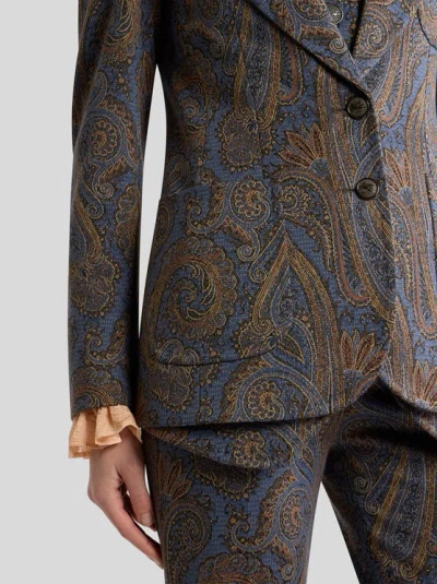 Etro Single-breasted Cotton-blend Jacquard Jacket With Paisley Motif In Multi