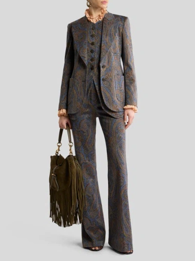 Etro Single-breasted Cotton-blend Jacquard Jacket With Paisley Motif In Multi