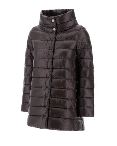 Herno Amelia Quilted Nylon Down Jacket In Brown