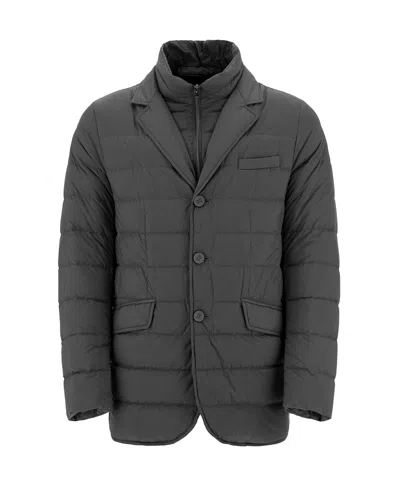 Herno Anthracite Grey Double Padded Down Jacket In Black