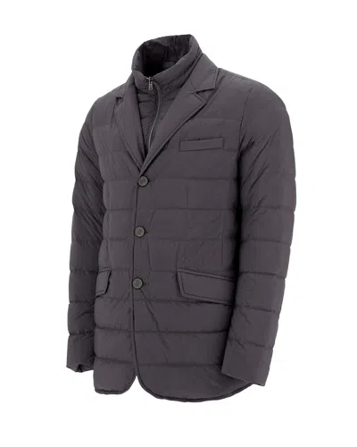 Herno Anthracite Grey Double Padded Down Jacket In Black