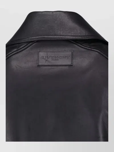 Givenchy Coat Notched Lapels Side Pockets Adjustable Straps In Black