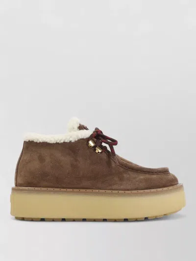 Prada Suede Chukka Boots With Shearling Lining In Brown