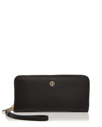 Shop Tory Burch Perry Zip Continental Wallet In Black/gold