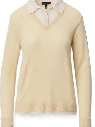 Rag & Bone Anne Long Sleeve Polo Sweater Btter In Yellow