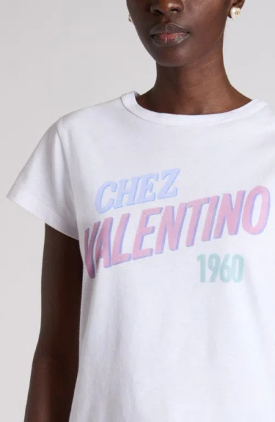 Valentino Womens Bianco Text-print Round-neck Cotton T-shirt In White
