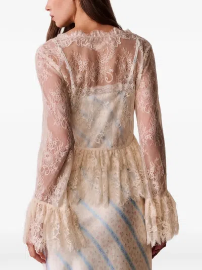 Loveshackfancy Floral-pattern Blouse In Neutral
