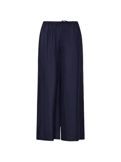 Patrick Assaraf Silk Drawstring Palazzo Pants In Blue