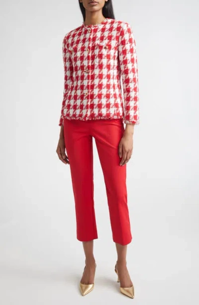 St John St. John Lora Textured Gingham Tweed Jacket In Red