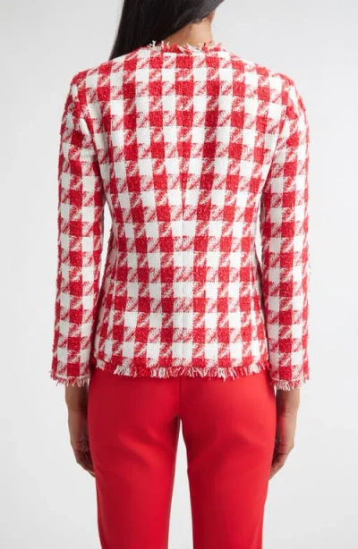 St John St. John Lora Textured Gingham Tweed Jacket In Red