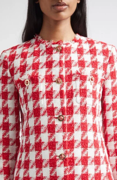 St John St. John Lora Textured Gingham Tweed Jacket In Red