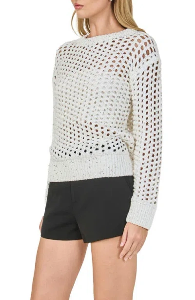 Endless Rose Sequins Open Stitch Sweater In White