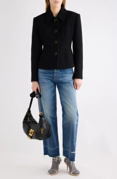 Chloé Chic Virgin Wool Stretch Jacket With Soft Cotton-viscose Lining In Black