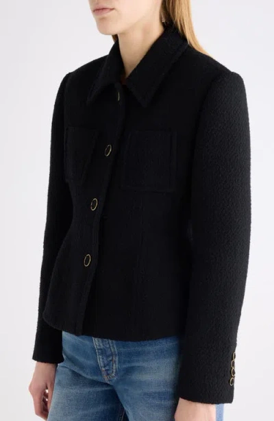 Chloé Chic Virgin Wool Stretch Jacket With Soft Cotton-viscose Lining In Black